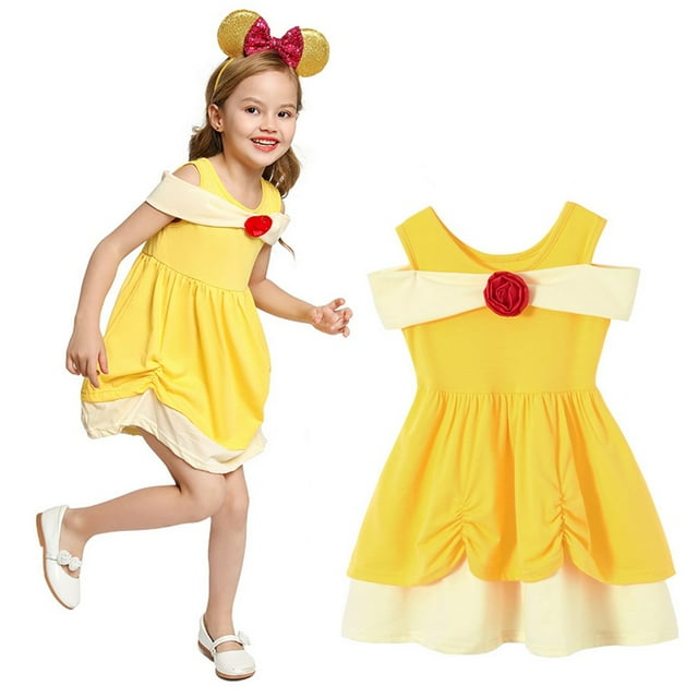 HAWEE Robe d'Été pour Fille Mickey/Minnie/Belle/Snow White Costumes de Sirène Dessin Animé Jeu de Rôle Princesse Robes Tenues Vêtements
