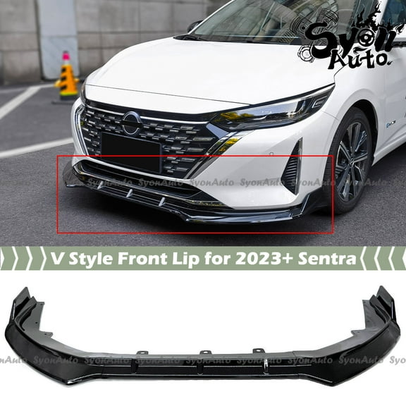 FOR 2024  NISSAN SENTRA GLOSSY BLACK V STYLE 3 PCS FRONT BUMPER LIP SPLITTER KIT