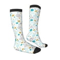 thumbnail image 4 of Lsque Gold Stars Blue Dots Pattern Printed Crew Socks Men's Women's LightWeight Thin Casual Calf Socks ,Knee High Socks,Cotton Socks, 4 of 9