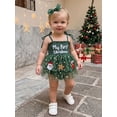 thumbnail image 4 of RUINIXCW Newborn Baby Girl My First Christmas Outfit Xmas Romper Dress Infant Girl Strap Sleeveless Smocked Patchwork Tulle Tutu Dress Headband, 4 of 10