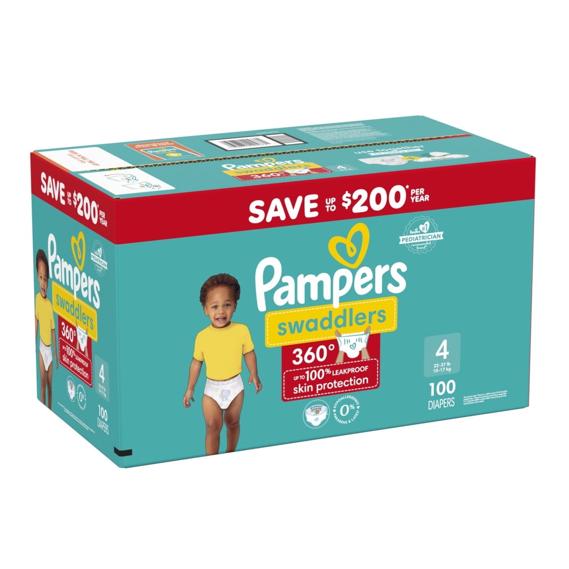 Swaddlers 360 Baby Diapers Size 4, 100 Count (Select for More Options)