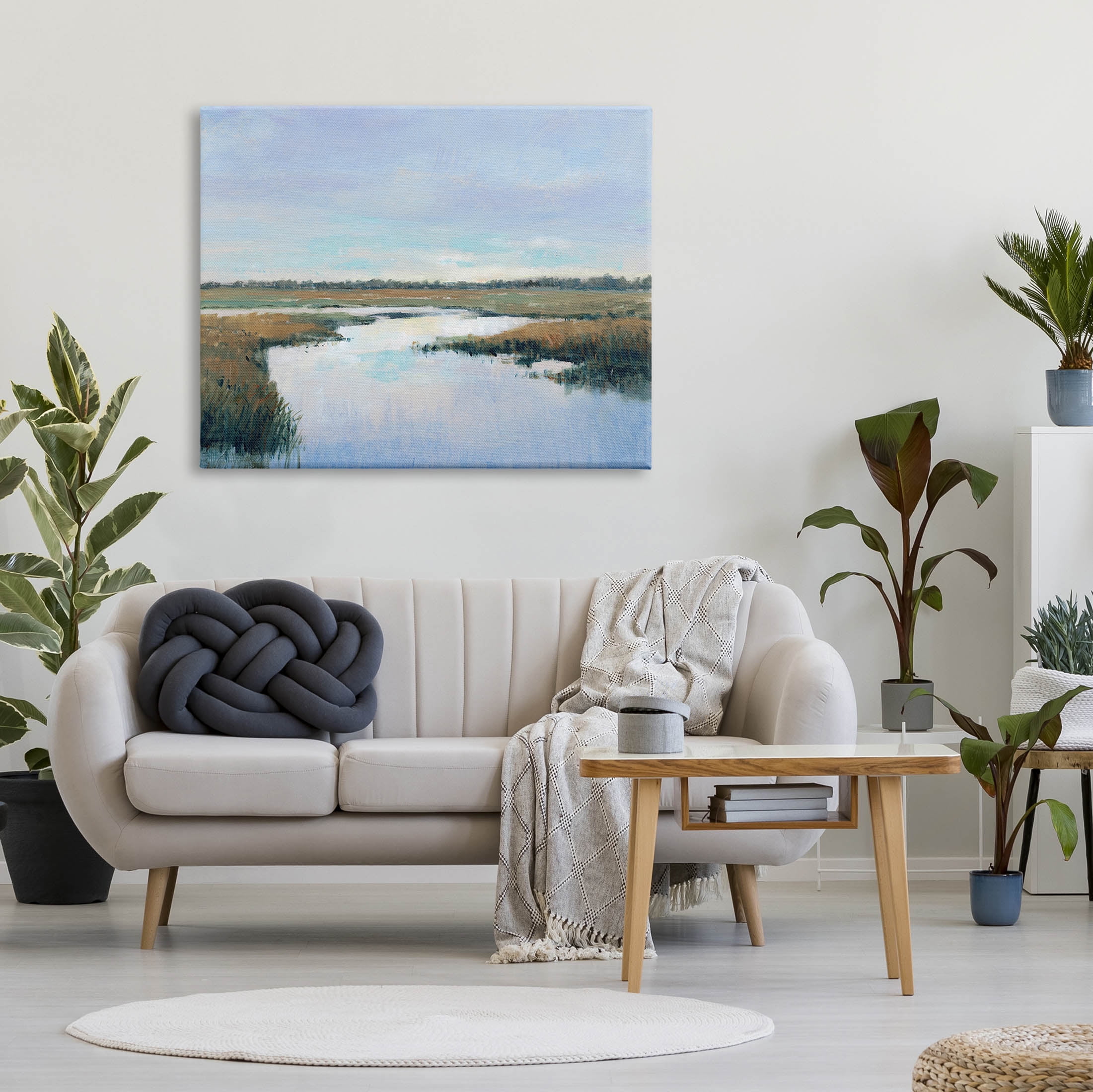 Stupell Industries Rural River Horizon Landscape Painting Gallery Wrapped Canvas Print Wall Art, Design by Tim OToole