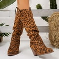 thumbnail image 6 of SACFOF Womens Classic Tall Knee High Block Heel Fashion Boots Animal Print Pointed Toe Chunky Heel Shoes, 6 of 7