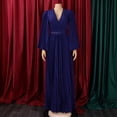 thumbnail image 3 of AURA Women’s Maxi Dress V Neck Pleated Flared Skirt High Waist Belt Detail S XXXL, 3 of 7