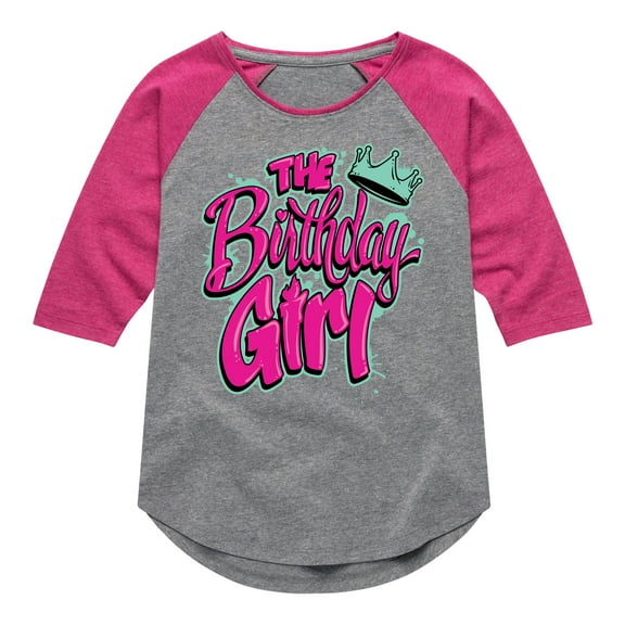 Instant Message - The Birthday Girl - Toddler & Youth Girls Raglan Graphic T-Shirt