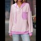 thumbnail image 4 of Sudadera con Capucha para Mujer 2025, Cuello Abotonado, Cordón Ajustable, Sudadera Informal de Larga, Camisetas. Púrpura M, 4 of 10