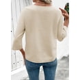 thumbnail image 6 of DOKOTOO Blouses for Woman Boho V Neck Lace Shirt 3/4 Sleeve Loose Fit Blouse Tops Khaki L US12-14, 6 of 10
