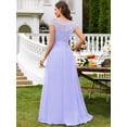 thumbnail image 6 of Champagne V-Neck Sequin Lace Short Sleeve A-Line Evening Gown, 6 of 25