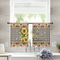 thumbnail image 3 of Sunflower Plaid Semi Sheer Curtains 54 Inch Length 2 Panels Set, Country Sunshine Star Vintage Bee Black Sheer Kitchen Curtain Privacy Voile Window Curtain for Living Room Bedroom Rod Pocket Drapes, 3 of 7