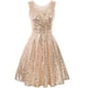 thumbnail image 1 of Minnieouse Vestido corto plisado, vestido veraniego de cintura alta, playa, vacaciones, escuela, graduación, fiesta, noche, verano, ropa femenina, Vestidos Oro M Minnieouse AP010963-12, 1 of 5