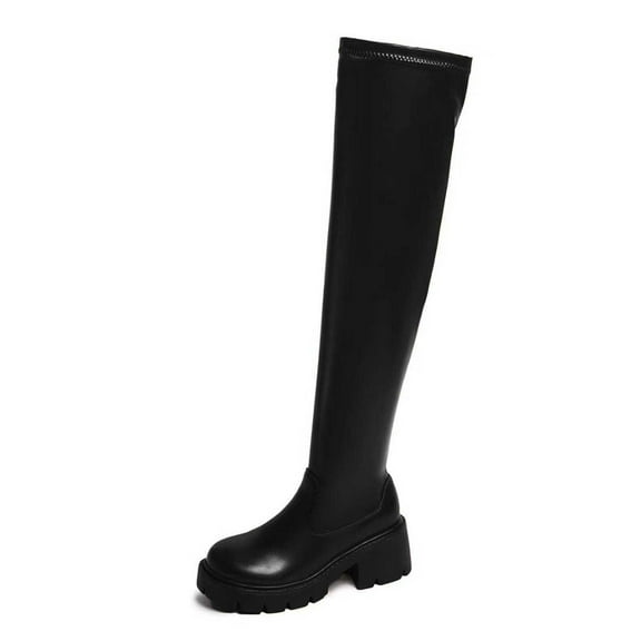 Fashion Over The Knee Boots Elegant Stretchy Knee High PU Leather Long Boots With Heels for Styles
