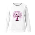 thumbnail image 4 of Jinhomg Womens Pink Breast Cancer Awareness Shirt Trendy Pink Ribbon Tree Pattern Sweatshirts Holiday Dressy Comfy Long Sleeve Round Neck Tops White XL, 4 of 5