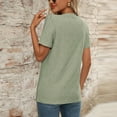 thumbnail image 6 of Scyoekwg Summer Shirts for Women Short Sleeve V-Neck Button Eyelet Tops Loose Shirts Solid Color Comfy Casual Trendy Pullover Tee (Green,XXL), 6 of 6