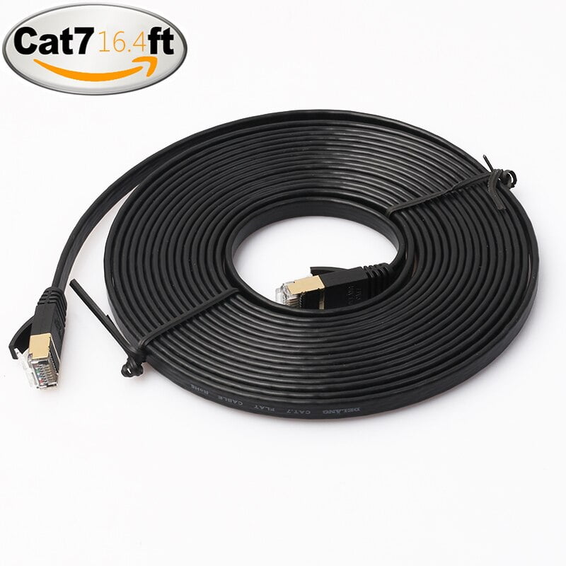 Computer Supplies 1.8m Gold Plated CAT-7 10 Gigabit Ethernet Ultra Flat Patch Cable for Modem Router LAN Network Built with Shielded RJ45 Connector
