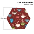 thumbnail image 2 of Honeii Coffee Cups print Leather Coaster Set of 4, ideal for safeguarding your furniture from drinks spills and effortless cleanup-Hexagon, 2 of 6