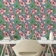 thumbnail image 2 of Ambesonne Floral Design Peel & Stick Wallpaper for Home, Retro Minimal Blooms, 13"x72", Fern Green Pale Rose Rose, 2 of 5