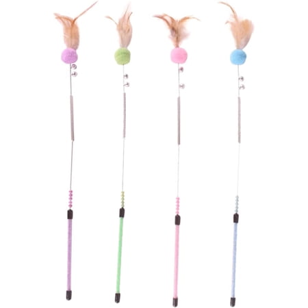 Feather Cat Teaser Wand Cat Teasing Feather Teaser Wand Cat Teaser Cat Teaser Stick Plush Ball
