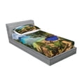 thumbnail image 2 of Ambesonne Tropical Fitted Sheet & Pillow Sham Set, Exotic Beach Summer, Twinxl, Green Blue Pale Brown, 2 of 2