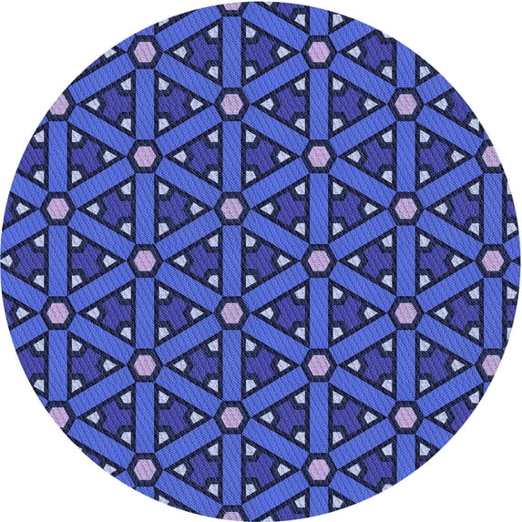 Ahgly Company Indoor Round Patterned Light Slate Blue Area Rugs, 8' Round