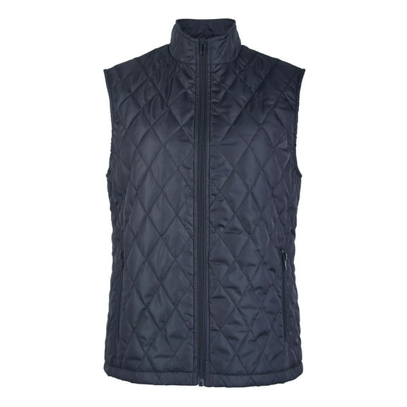 Women's Zip-Up Sleeveless Diamond Quilted Puffer Vest, Navy L, 1 Pack