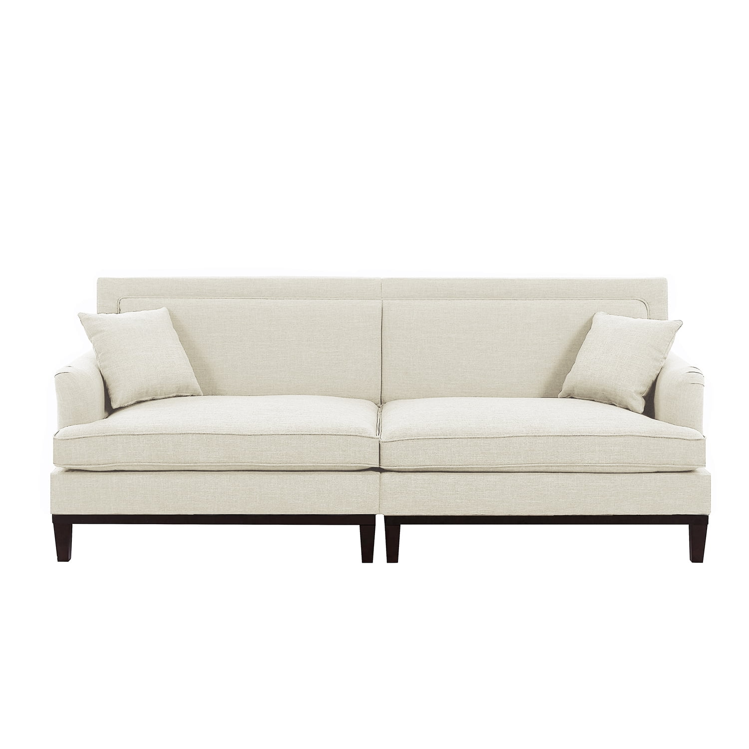 Kadyn Upholstered Loveseat Sofa, Sofa Couches with Wooden Legs and Two Throw Pillows for Living Room, Beige