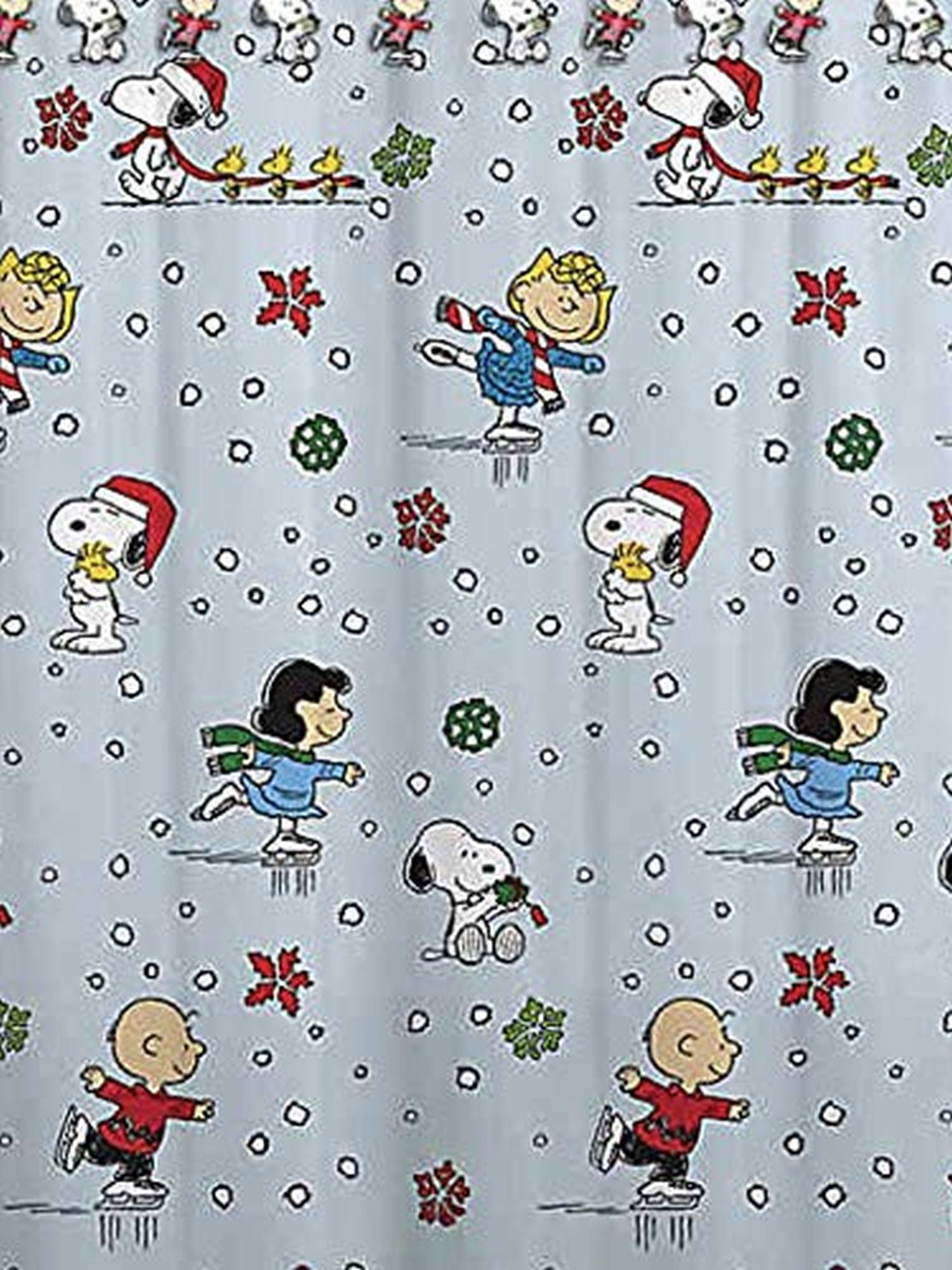 Peanuts Snoopy Holiday Skating, Peanuts Fabric Shower Curtain