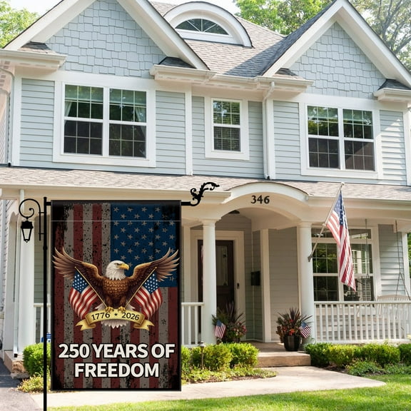 YIBAGA 250th Anniversary USA Garden Flag, 250 Years Freedom 1776-2026 America Eagle Patriotic Garden Flag, Double-Sided 12 x 18 inch