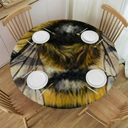 

Patifu Bee Flowers Art Nouveau Round Table Cover Stain Resistant and Washable Ideal for Indoor and Outdoor Use Perfect for Kitchen Dining Wedding Parties - 100% Polyester Tablecloth 38 -42