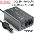 thumbnail image 1 of BESTEK 400W Pure Sine Wave Power Inverter - DC 12V to 110V AC Converter, Fast Car Charger Adapter with 30W USB-C/18W Quick Charge/Dual 110V AC Outlet, Car Plug Adapter Outlet for Laptop, 1 of 8