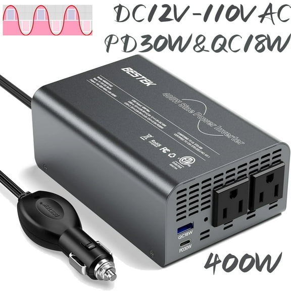 BESTEK 300W Power Inverter with 4.2A Dual USB Car Charger Adapter DC 12V to 110V AC Car Converter