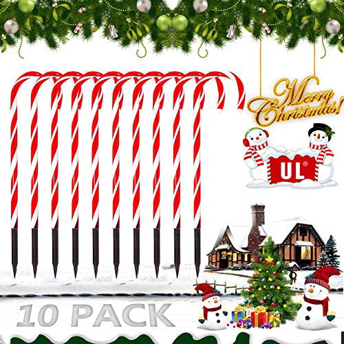 Candy Cane Lights Outdoor Pathway Christmas LED Yard Lawn Pathway Markers Christmas Indoor and Outdoor Decoration Lights UL588 Certified,18ft Length Pathway Markers Candy Christmas Lights White