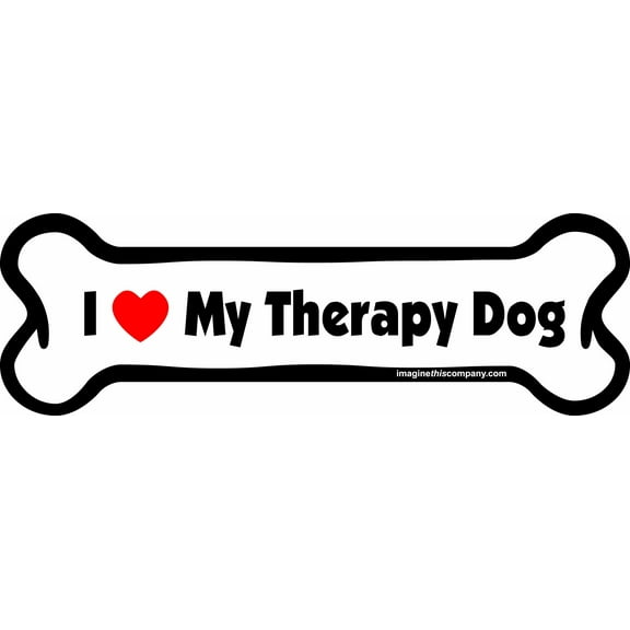Imagine This I Love My Therapy Dog Bone Car Magnet, 2-Inch by 7-Inch