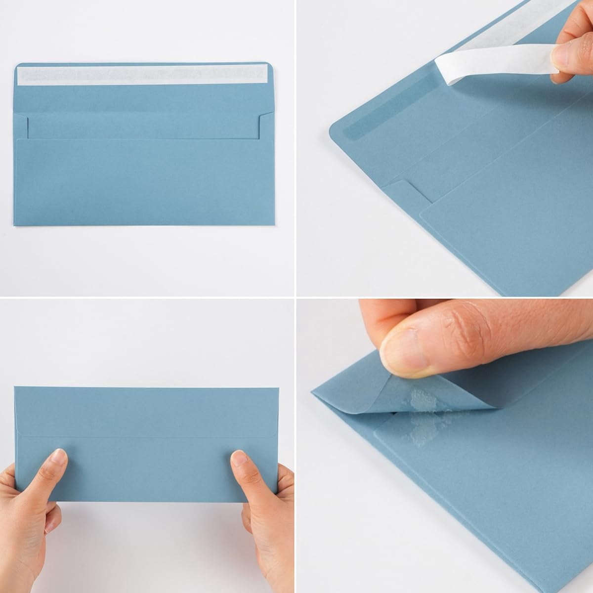 50 Pack #10 Business Envelopes Self Seal 4x9 Standard Envelopes for Business, Invoices, Letter Mailing, 4 1/8 x 9 1/2 Inches (Dusty-Blue, 4.13 x 9.49)
