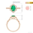 thumbnail image 4 of ANGARA Natural Oval 1.1 ct Emerald Trillium Floral Shank Ring in 14K Rose Gold for Women (Size-8x6mm) | May Birthstone, Birthday, Anniversary, Jewelry Gift for Women | Natural Emerald Ring, 4 of 9