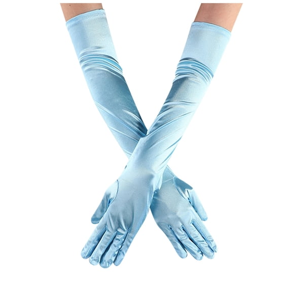 Blue Welding Gloves, Gloves for Women, Opera Dance Elbow Finger 1920S Bridal Long Length Gloves Satin Women's Gloves Gloves