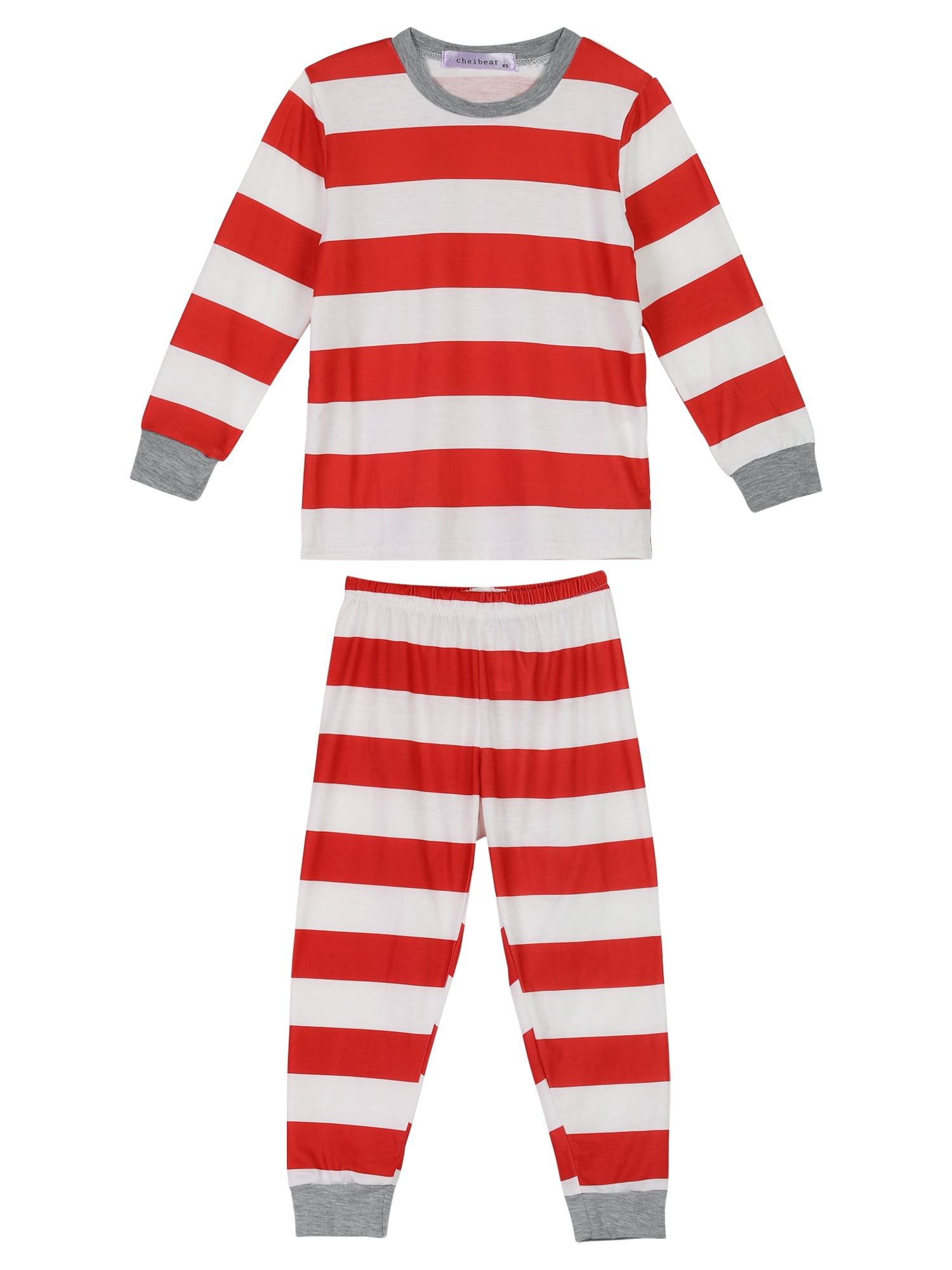 Unique Bargains Women's Family Pajama Striped Xmas Christmas Matching Sleepwear Set M Red Kids