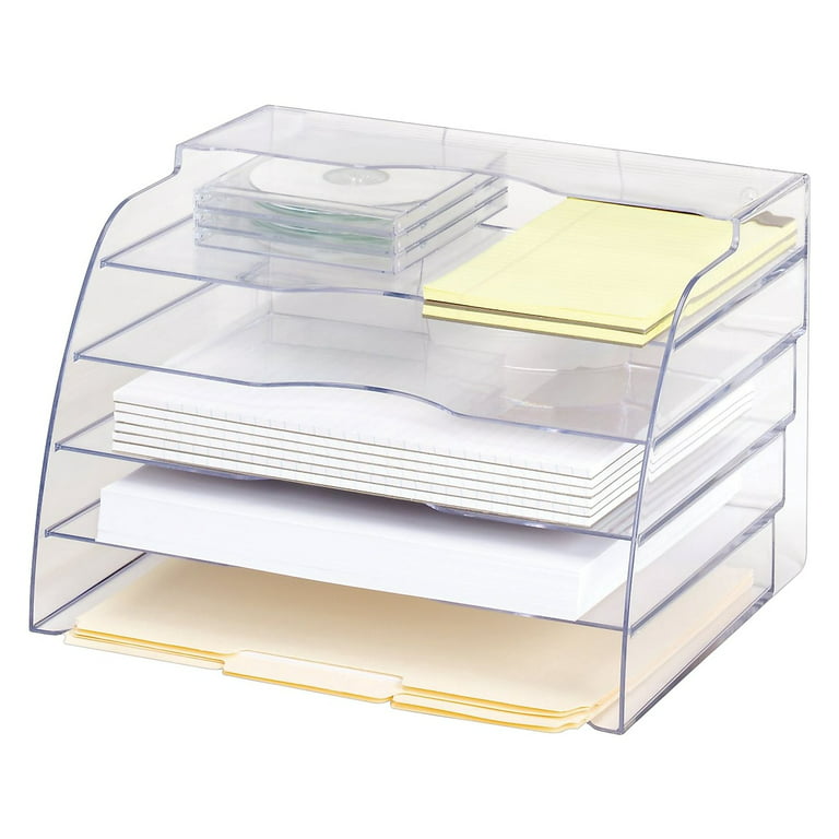 Rubbermaid Organizer Desk, Optimizers 4-Way Organizer with Drawers  13-1/4wx 13-1/4dx 10h, 1 Unit, Clear (RUB94600ROS)