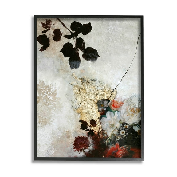 Varied Modern Floral Silhouettes Abstract Graphic Art Black Framed Art Print Wall Art