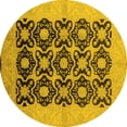 thumbnail image 1 of Ahgly Company Indoor Round Oriental Yellow Traditional Area Rugs, 7' Round, 1 of 4