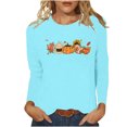 thumbnail image 2 of Simua Hauts Imprimés Floraux pour Femmes Coupe Ample Décontractée Col Rond Manches Longues T-Shirts Tunique Unie Mignonne, 2 of 4