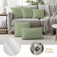 thumbnail image 3 of Vintage Sage Green Outdoor Pillow Covers, Waterproof Decorative Throw Pillowcases Set of 2, Farmhouse Retro Beige Solid Color Couch Cushion Cases with Zipper for Outside Patio Garden Sofa 16"x16", 3 of 9