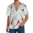 thumbnail image 3 of Xecao offers the Koi Fish Corals,Spring Summer for Men's Casual Short-sleeved Shirt, a button-up collared shirt with a pocket, perfect for beach vacations and yacht travel in the Large size., 3 of 7