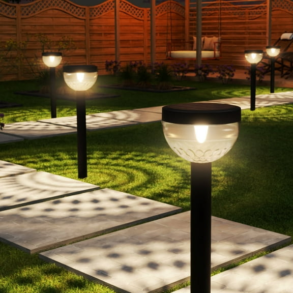 Sunco 6 Pack Round Solar Pathway Lights Outdoor, Super Bright 120 LM, 2CCT 2700K Soft White & 4000K Cool White, Dimmable Path Lights for Garden, Backyard, Walkway, Driveway.