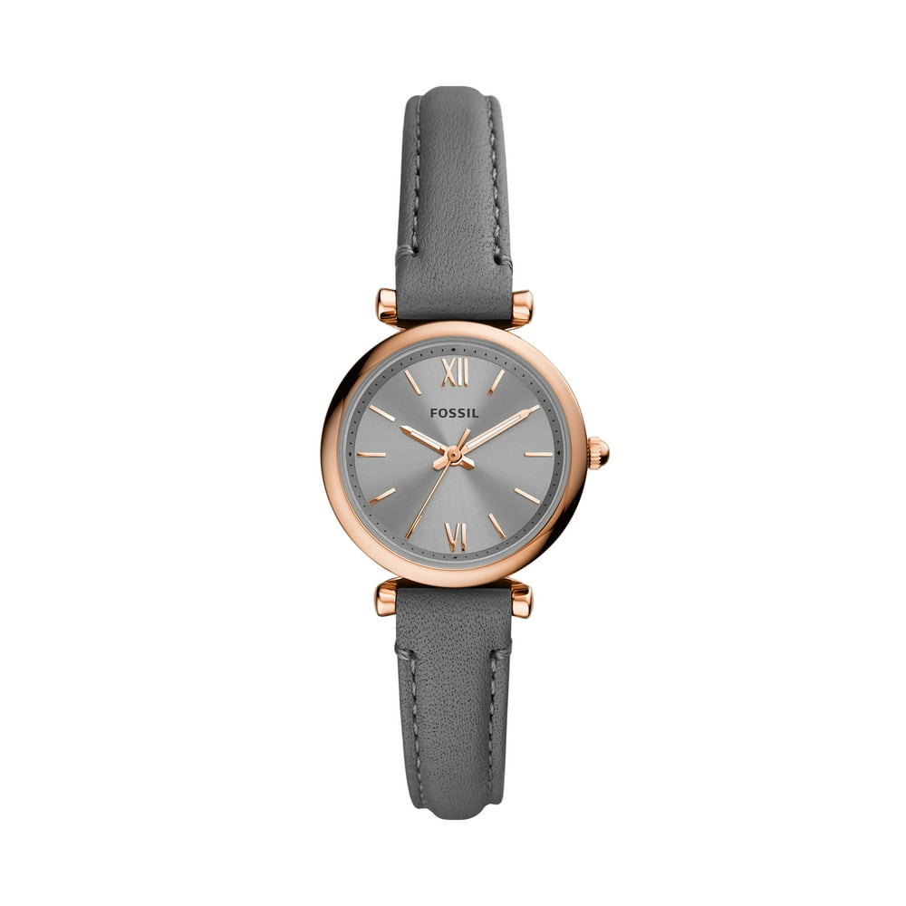 Fossil - Fossil Ladies' Carlie Mini Three-Hand Gray Leather Watch ...
