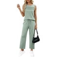 thumbnail image 2 of Conjunto de ropa de verano WIHOLL de dos piezas para mujer, color verde XL, 2 of 5
