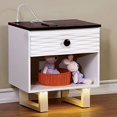 thumbnail image 2 of Benzara BM123049 Meredith Night Stand with USB Outlet, White & Dark Walnut, 2 of 2
