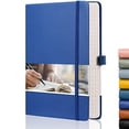 thumbnail image 1 of Cuaderno Notas EMSHOI - 256 pág., piel 120 gsm, notas adhes., A5 reglas univ. mujer/hombre trabajo escuela, 5.75 x 8.38, azul, 1 of 3