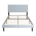 thumbnail image 4 of Harper & Bright Designs Queen Size Upholstered Platform Bed with Tufted Linen Headboard, Wood Bed Frame with Slat Support for Bedroom, Light Gray, 4 of 9