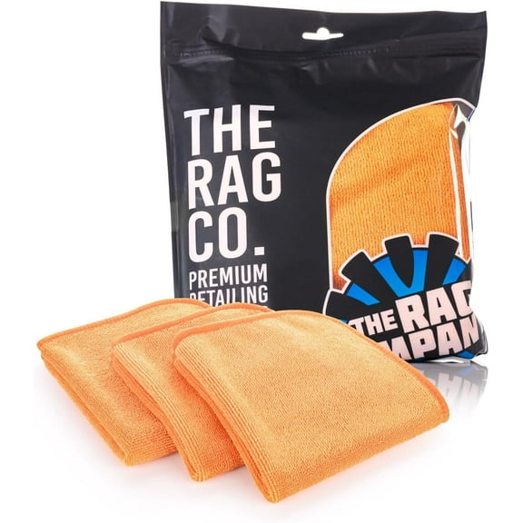 The Rag Company – Premium FTW – Microfiber Cleaning Towels for Glass, Windows, Mirrors & Polished Surfaces, Streak-Free, Scratchless, 16in x 16in, Orange, 3-Pack