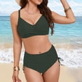 thumbnail image 5 of Linfrsh Sexy Bikinis for Women V Neck Knot Twist Front Push Up High Waisted Cheeky Two Piece Swimsuit Green,L, 5 of 7